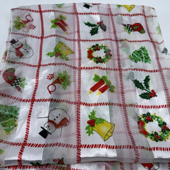 Vintage Scarf Christmas Holiday 56” Rectangle Long Snowman Holly Runner Cover - Picture 9 of 12